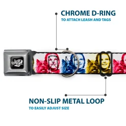 THE WIZARD OF OZ Title Logo Full Color Black/White Seatbelt Buckle Collar - The Wizard of Oz Dorothy and Toto Pose Blocks Blues/Yellows/Reds