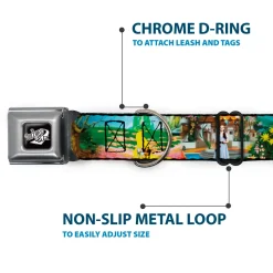 THE WIZARD OF OZ Title Logo Full Color Black/White Seatbelt Buckle Collar - The Wizard of Oz Yellow Brick Road Scenes