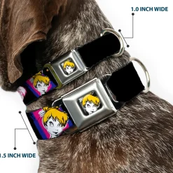 Tink Luxe Full Color Black White Seatbelt Buckle Collar - TINK LUXE Sketch Black/Multi Neon