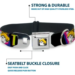 Tink Luxe Full Color Black White Seatbelt Buckle Collar - TINK LUXE Sketch Black/Multi Neon