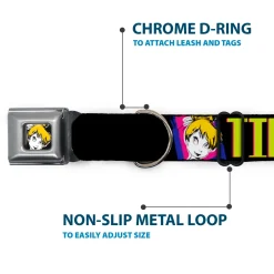 Tink Luxe Full Color Black White Seatbelt Buckle Collar - TINK LUXE Sketch Black/Multi Neon