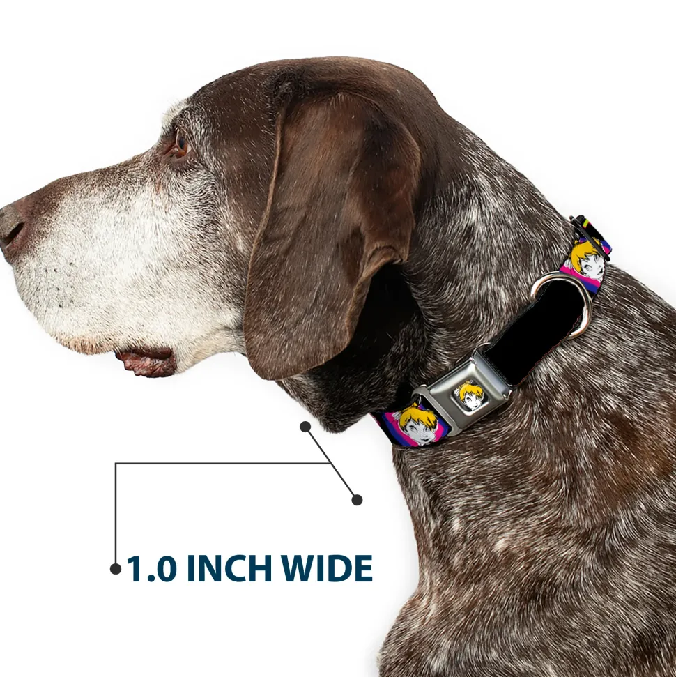 Tink Luxe Full Color Black White Seatbelt Buckle Collar - TINK LUXE Sketch Black/Multi Neon
