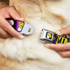 Tink Luxe Full Color Black White Seatbelt Buckle Collar - TINK LUXE Sketch Black/Multi Neon