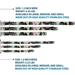 Tinker Bell Sketch Full Color Black Seatbelt Buckle Collar - Tinker Bell Floral Collage CLASSY AND SASSY