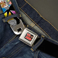 Tom and Jerry Logo Full Color Black Red Seatbelt Belt - TOM & JERRY Poses Black/Multi Color Webbing