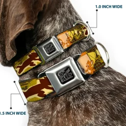 Tom and Jerry Logo Full Color Black Red Seatbelt Buckle Collar - TOM & JERRY Tom Chasing Jerry Houndstooth Browns