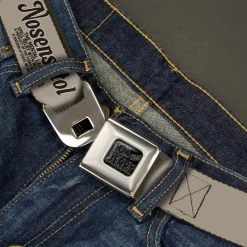 Tom and Jerry Logo Full Color Black Red Seatbelt Belt - Tom & Jerry NOSENATOL THE MENTAL LAXATIVE Grays/White/Black Webbing