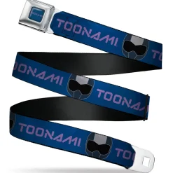 TOONAMI Title Logo Full Color Blue/Purple Seatbelt Belt - TOONAMI Title Logo and Robot TOM Head Blue/Purple/Grays Webbing