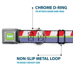 Toy Story Buzz Lightyear Space Ranger Wings Icon Full Color Green/Blue/White Seatbelt Buckle Collar - Toy Story Buzz Lightyear Space Ranger Logo/Striping Red/White/Green/Purple