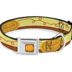 Toy Story Jessie Cowboy Buckle Logo Browns Seatbelt Buckle Collar - Toy Story Jessie Bounding Cowboy Buckle Lasso Stripe Yellow/Red/Brown