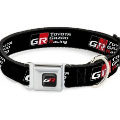 Toyota Gazoo Racing GR Logo Full Color Black/White Red Seatbelt Buckle Collar - TOYOTA GAZOO RACING GR NORTH AMERICA Logo and Text Black/White/Red
