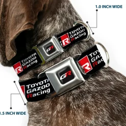 Toyota Gazoo Racing GR Logo Full Color Black/White Red Seatbelt Buckle Collar - TOYOTA GAZOO RACING GR NORTH AMERICA Logo and Text Black/White/Red