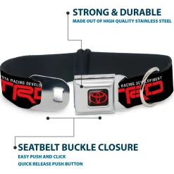 Toyota Logo Full Color Black/Red Seatbelt Buckle Collar - TOYOTA RACING DEVELOPMENT TRD Logo Black/White/Red