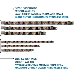 Tranquility Beats Calavera/Floral Equalizer Full Color Black/Multi Color Seatbelt Buckle Collar - Tranquility Beats Calaveras/Floral Equalizer Black/Multi Color