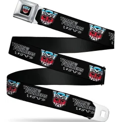 Transformers Autobots Icon Full Color Black/Blues/Red/White Seatbelt Belt - TRANSFORMERS Autobots Cybertronian Icon Black/Blues/Red/White Webbing