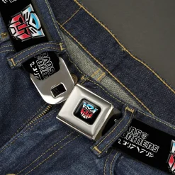 Transformers Autobots Icon Full Color Black/Blues/Red/White Seatbelt Belt - TRANSFORMERS Autobots Cybertronian Icon Black/Blues/Red/White Webbing