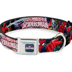 ULTIMATE SPIDER-MAN Ultimate Spider-Man Web Full Color Seatbelt Buckle Collar - THE ULTIMATE SPIDER-MAN Swinging City Poses