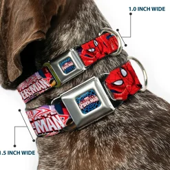 ULTIMATE SPIDER-MAN Ultimate Spider-Man Web Full Color Seatbelt Buckle Collar - THE ULTIMATE SPIDER-MAN Swinging City Poses