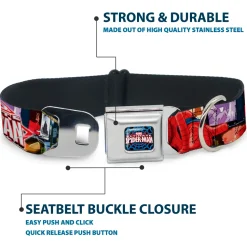 ULTIMATE SPIDER-MAN Ultimate Spider-Man Web Full Color Seatbelt Buckle Collar - THE ULTIMATE SPIDER-MAN Swinging City Poses