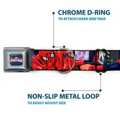 ULTIMATE SPIDER-MAN Ultimate Spider-Man Web Full Color Seatbelt Buckle Collar - THE ULTIMATE SPIDER-MAN Swinging City Poses