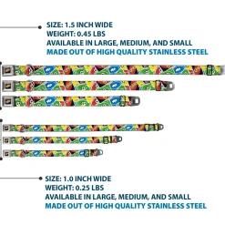 UNO Game Logo Full Color Black/Red/Yellow Seatbelt Buckle Collar - UNO Cards Stacked Collage Multi Color