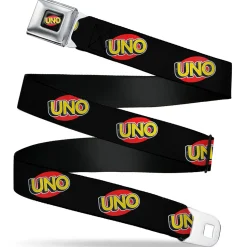 UNO Game Logo Full Color Black/Red/Yellow Seatbelt Belt - UNO Game Logo Black/Red/Yellow Webbing