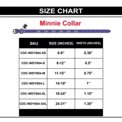 Vegan Leather Dog Collar - Disney Purple PU w Silver Cast Minnie Mouse Bow Embellishments and Charm