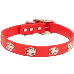 Vegan Leather Dog Collar - Spider-Man Red with Spider Embellishments & Metal Charm