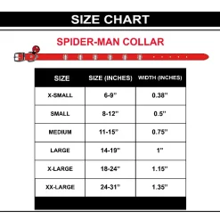 Vegan Leather Dog Collar - Spider-Man Red with Spider Embellishments & Metal Charm