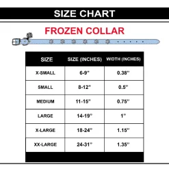 Vegan Leather Dog Collar - Frozen 2 Light Blue PU w Snowflake Embellishments & Metal Charm