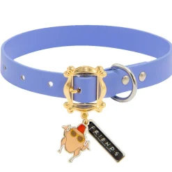 Vegan Leather Dog Collar - Friends Purple with Monica's Door Frame Buckle & Metal Charms