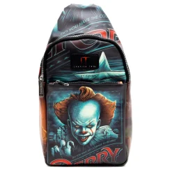 Warner Bros. Horror Movies Vegan Leather Crossbody Sling Bag, It Chapter Two Pennywise Derry Circus Pose, 7" x 14"