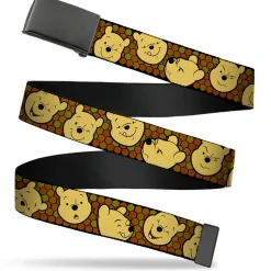 Web Belt Blank Black Buckle - Winnie the Pooh Expressions/Honeycomb Black/Browns Webbing
