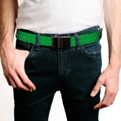 Web Belt Blank Black Buckle - Harry Potter Slytherin Icons Checker Greens Webbing