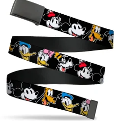 Web Belt Blank Black Buckle - Disney The Sensational Six Smiling Faces Black Webbing