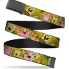 Web Belt Blank Black Buckle - SpongeBob & Patrick Starfish Poses Pineapple Gold Webbing