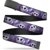 Web Belt Blank Black Buckle - Jack Expressions/Ghosts in Cemetery Purples/Grays/White Webbing
