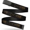 Web Belt Blank Black Buckle - LUCIFER Title Logo Black/Gold Webbing