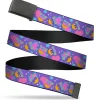 Web Belt Blank Black Buckle - Fuby Furbmojis and Icons Collage Purple/Blues/Pinks Webbing