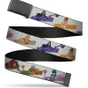 Web Belt Blank Black Buckle - Masters of the Universe Heroes and Villains Poses White/Multi Color Webbing