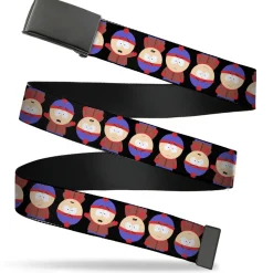Web Belt Blank Black Buckle - South Park Stan Flip Poses Black Webbing
