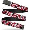 Web Belt Blank Black Buckle - Mickey Mouse Poses Scattered Red/Black/White Webbing