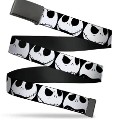 Web Belt Blank Black Buckle - Nightmare Before Christmas 7-Jack Expressions CLOSE-UP Black/White Webbing