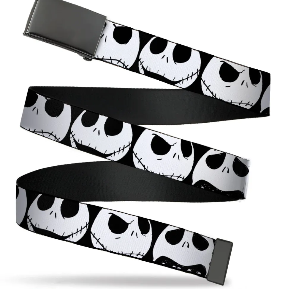 Web Belt Blank Black Buckle - Nightmare Before Christmas 7-Jack Expressions CLOSE-UP Black/White Webbing