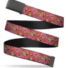 Web Belt Blank Black Buckle - SpongeBob Funky Character Swirl Collage Pinks Webbing