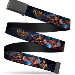 Web Belt Blank Black Buckle - BALDUR'S GATE III Group Pose and Title Logo Grays Webbing