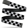 Web Belt Blank Black Buckle - Smiley Sad Face Checker Black/White Webbing