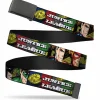 Web Belt Blank Black Buckle - JUSTICE LEAGUE Logo/4-Superhero Panels Pop Art Webbing