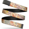 Web Belt Blank Black Buckle - Summer Harmony Collage Beige/Multi Color Webbing