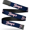 Web Belt Blank Black Buckle - BARQ'S Vintage Logo Navy/Red/White Webbing